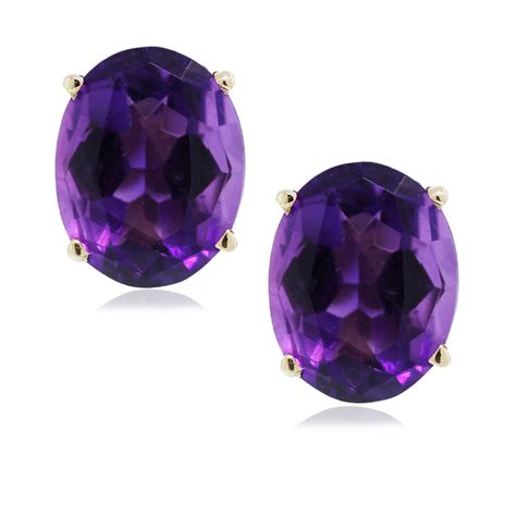 14k Yellow Gold Oval Cut Amethyst Stud Earrings Boca Raton