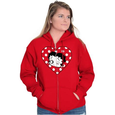 Betty Boop Wink And A Kiss Polka Dots Zip Hoodie Sweatshirt Women