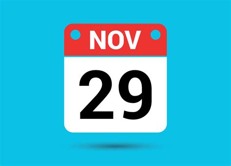 November 29 Calendar Date Flat Icon Day 29 Vector Illustration 34900031 ...