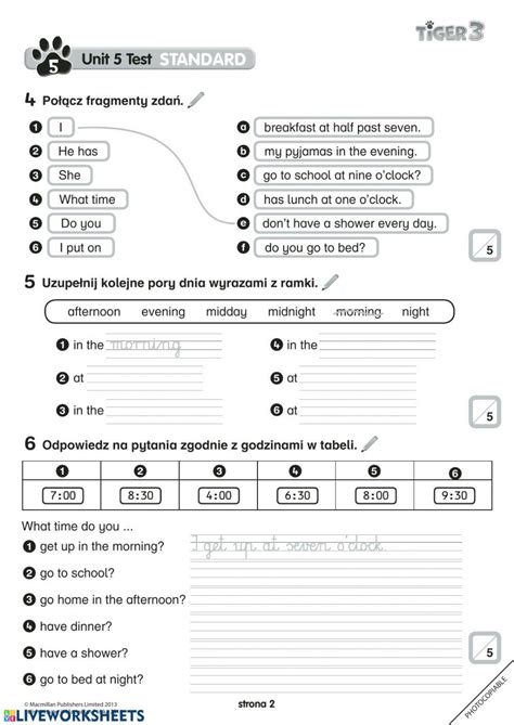 Tiger 3 Unit 5 Online Exercise For Live Worksheets