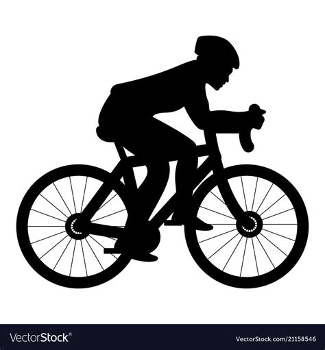 Cyclist On Bike Silhouette Icon Black Color Flat Vector Image