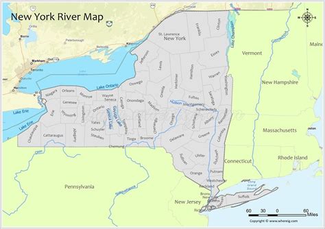 New York River Map - Check list of Rivers, Lakes and Water Resources of ...