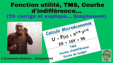 M Thode Tms En Micro Conomie Choix Du Consommateur Fonction Utilit