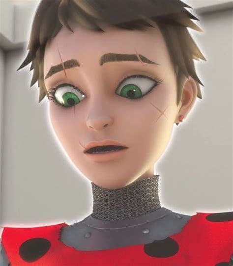 An Animated Lady Bug With Green Eyes And Black Hair