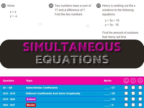 Simultaneous Equations Worksheet Answers Foundation Gcse Teaching