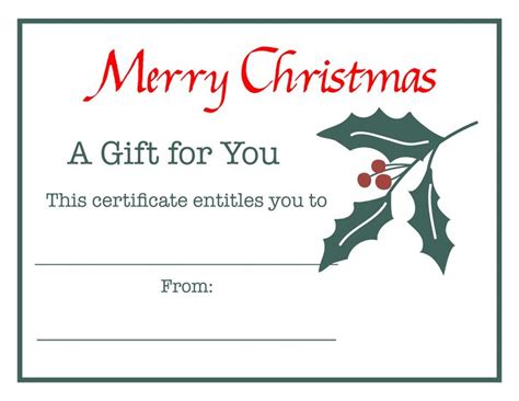 Blank Christmas Gift Certificate Template Christmas Gift Certificate