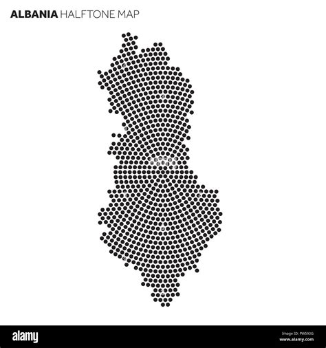 Albania Country Map Made From Radial Halftone Pattern Stock Vector