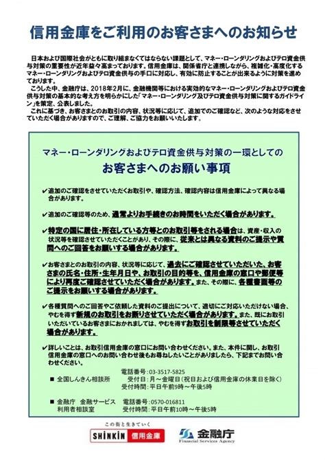 マネー・ローンダリングおよびテロ資金供与対策について しずおか焼津信用金庫