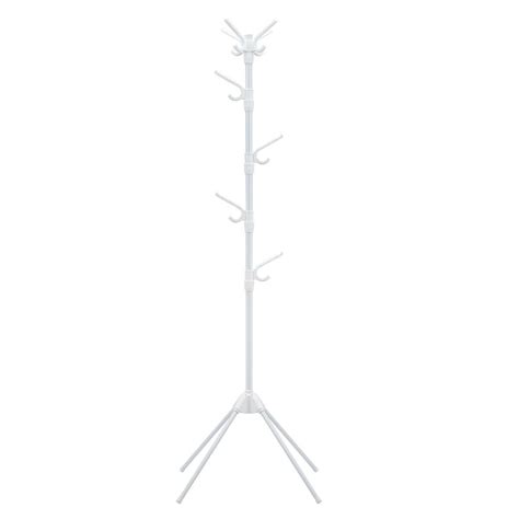 Topbuy White Coat Rack Stand Metal Hat Hanger Entryway Hall Tree With