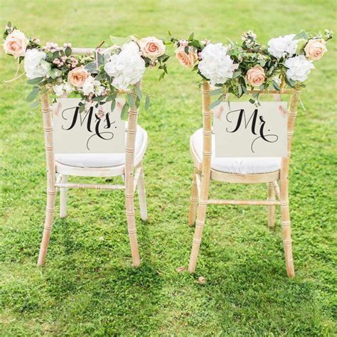 Mr And Mrs Chair Signs Set Of Bride And Groom Signs Wedding Signs