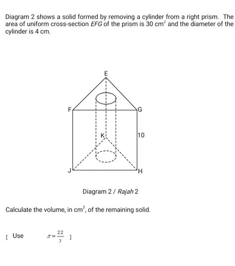 Solved Diagram Shows A Solid Formed By Removing A Cylinder From A