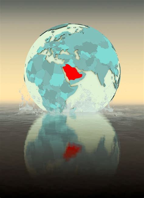 Saudi Arabia On Globe Splashing In Water Stock Illustration