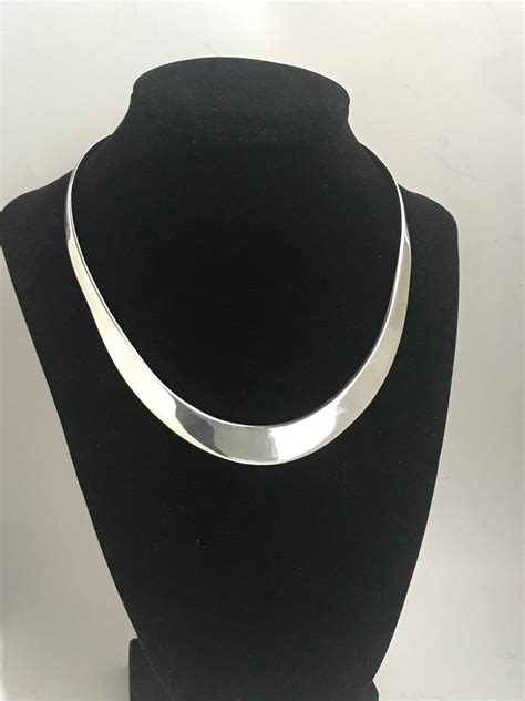 Vintage Mexico Sterling Silver Collar Choker Torque Necklace Etsy