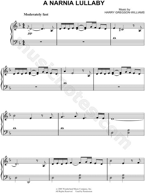 A Narnia Lullaby From The Chronicles Of Narnia Sheet Music Piano