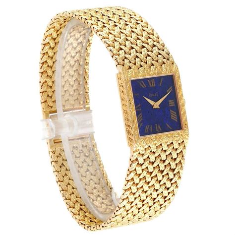 Piaget 18 Karat Yellow Gold Blue Lapis Lazuli Dial Vintage Men S Watch 9352 For Sale At 1stdibs