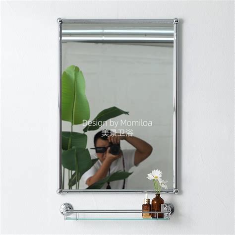J-H/K*Vintage Brass Square Bathroom Mirror Gold Wall-Mounted Mirror French Vanity Mirror Other