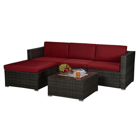 Anvil Brown Piece Wicker Outdoor Sectional Set Patio Sofa Set With