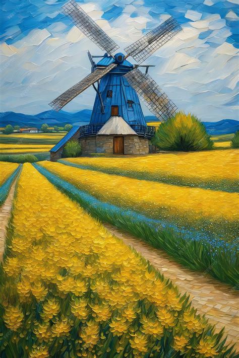 Premium AI Image | Van Gogh style village town landscapes Canvas ...