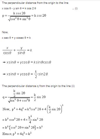 If P Q Are The Lengths Of The Perpendiculars From The Origin To The