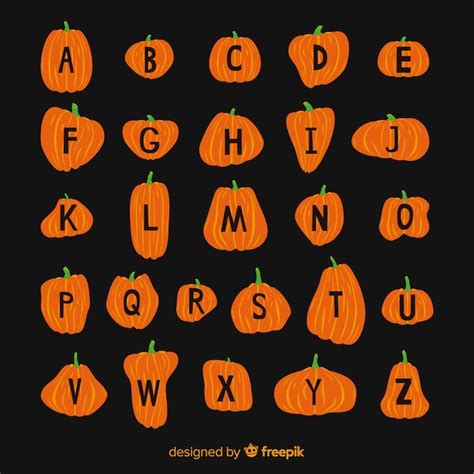 Lindo Alfabeto De Calabaza De Halloween Vector Gratis