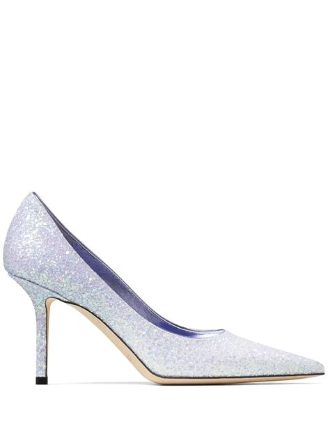 Jimmy Choo Love Mm Glitter Pumps Silver Farfetch Uk