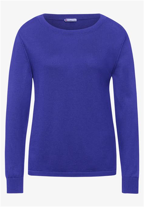 Street One Pullover Mit U Boot Kragen Für Damen In Blau Street One