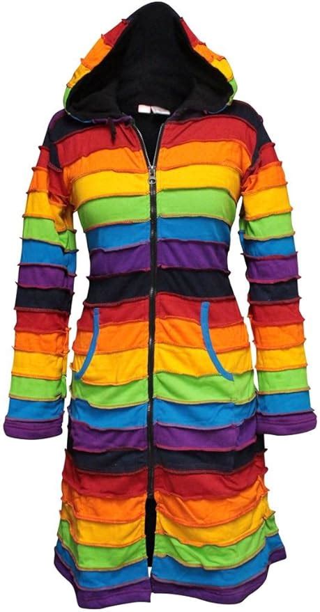 SHOPOHOLIC FASHION Women Fleece Lined Knee Length Rainbow Long Hippie