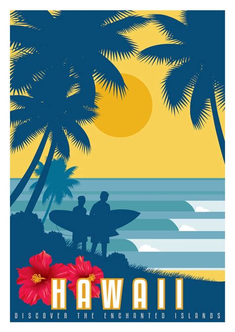 Hawaii Vintage Poster Vintage Travel Poster Art Deco Travel Poster