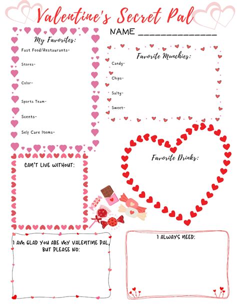 Valentines Secret Pal Questionnaire Etsy