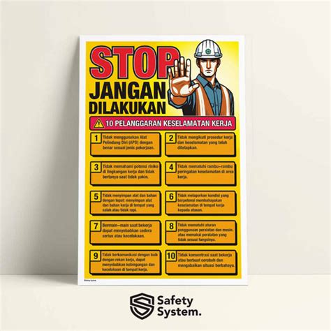 Jual Poster Safety K3 Keselamatan Stop Jangan Dilakukan 10 Pelanggaran M Kab Bandung