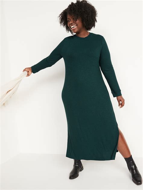 Rib Knit Long Sleeve Maxi Shift Dress For Women Old Navy