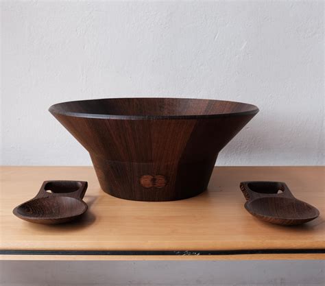 Dansk Rare Woods Wenge Salad Bowl And Tongs By Jens Quistgaard At 1stDibs