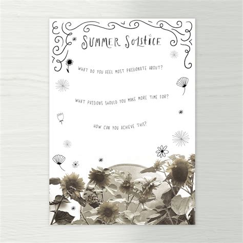 Summer Solstice Printable Journal Art Prompts Etsy