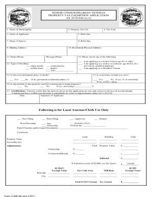 Fillable Online Senior Citizen Disabled Veteran Property Tax Fax