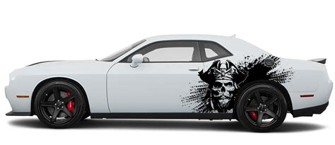 Dodge Challenger Pirate Skull Splash Sider Decals Pair Vinyl Graph