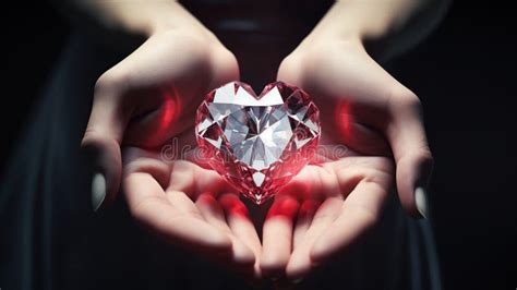 Close Up Of Female Hands Holding Heart Shaped Gemstones Generative AI