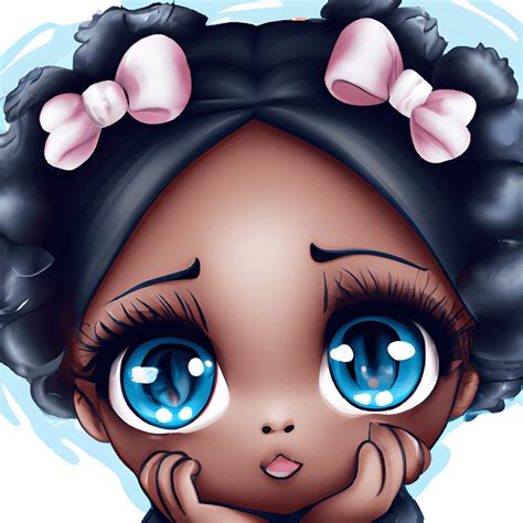 Black Girl with Clear Eyes Chibi 8k Digital Art · Creative Fabrica