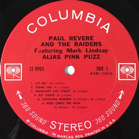 Paul Revere And The Raiders Featuring Mark Lindsay Alias Pink Puzz Vg Square Cat Vinyl