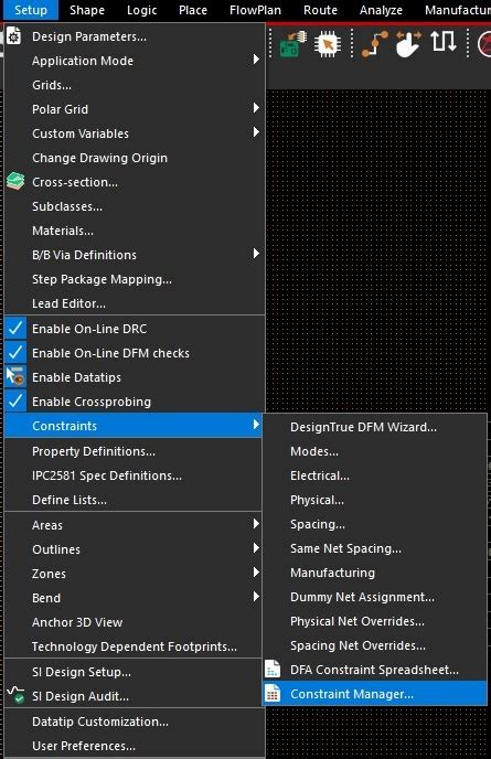 Setting Up The Constraints Manager In Allegro Pcb Editor