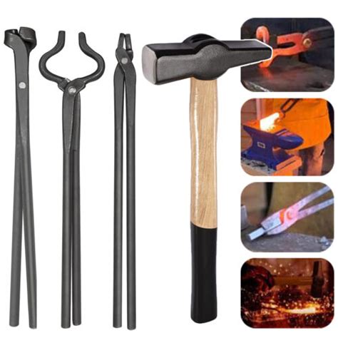 Pcs Knife Making Tongs Set And Blacksmiths Hammer Assembled Forge