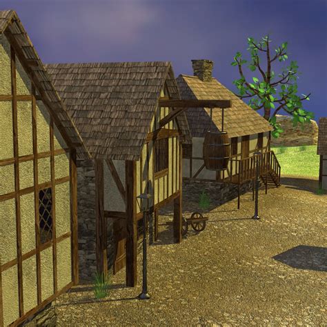 medieval village houses 3d model