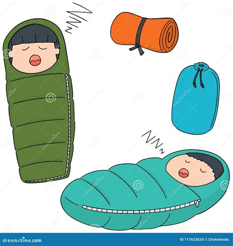 Vector Set Of Sleeping Bag Stock Vector Illustration Of Relaxation