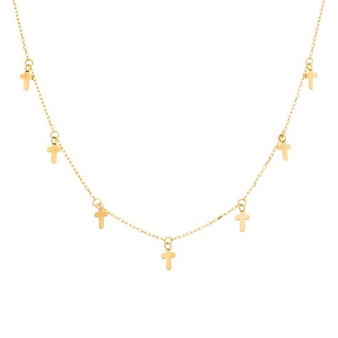 Collier K Gelbgold Kreuze