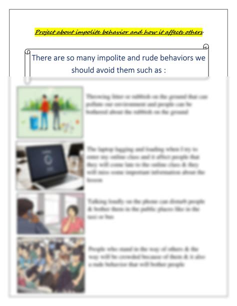 SOLUTION: Project about impolite behavior and how it affects others pdf ...