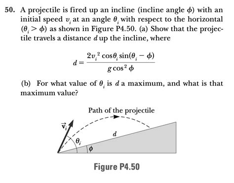 Solved A Projectile Is Fired Up An Incline Incline Angle With