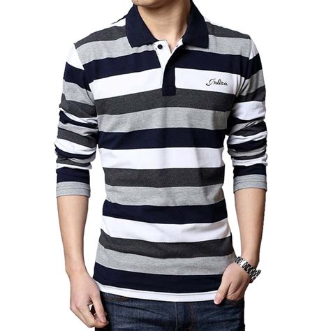 Plus Size Men Polos Shirt 3xl 4xl 5xl Long Sleeved Striped Polo Shirt