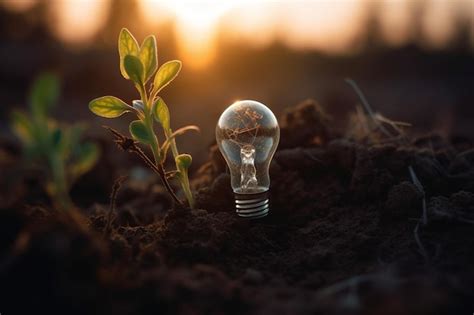 Premium Photo Lightbulb With Small Plant On Soil And Sunshine Concept