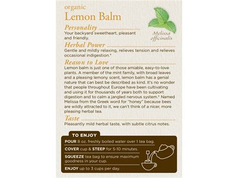 Traditional Medicinals Lemon Balm Tea