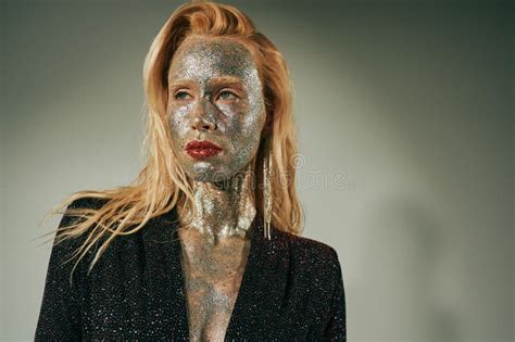 Dreamy Blonde Woman In Shiny Dress Stock Photo Image Of Bright Model 303963926