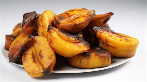 Plate With A Bunch Of Pieces Of Fried Bananas Background Plantain